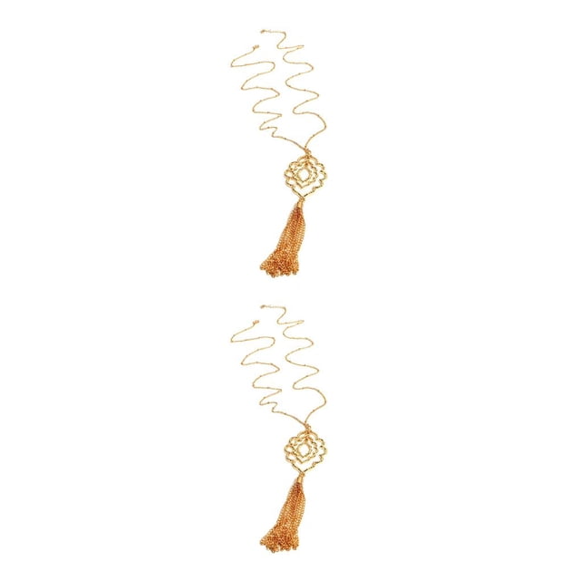 Collar de cadena Boho Qarigey Elegante Oro Largo con colgantes y borlas