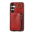 thumbnail image 7 of Wallet Case for Samsung Galaxy A13 5G, with Wrist Strap 360 Rotating Finger Ring Flip Zipper PU Leather Stand Card Slots Shockproof Drop Protective Phone Cover Girls Women Magnetic Buckle, Red, 7 of 7