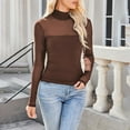 thumbnail image 2 of aidice Going out Tops for Women Trendy High Neck Long Sleeve Slim Fitting Gauze Thin Casual Tee Shirts, 2 of 4