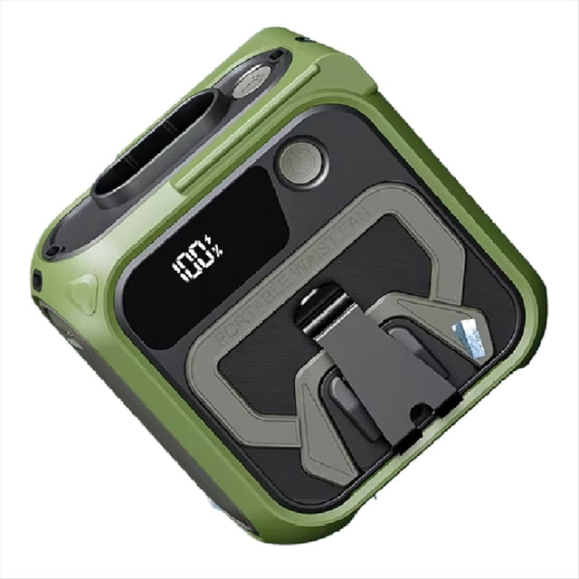 Mini Ventilador Portátil de Cintura de 10000 MAh, 5 Velocidades, Recargable por USB, con Clip, Energía Móvil de Emergencia para Exteriores, Color Verde.