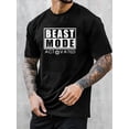 thumbnail image 1 of Camisetas de manga corta con estampado "BEAST MODE" para hombre, cómodas, informales y transpirables, ideales para entrenamiento físico y jogging. Ideales para adultos, hombres, mujeres, adolescentes, 1 of 4