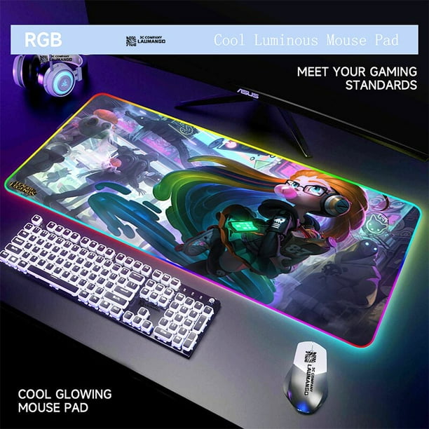 Jinx League Legends-Alfombrilla de ratón para ordenador portátil, Alfombrilla de ratón de Anime Xxl, teclado RGB, Alfombrilla de Pc, Alfombrilla Xxl LIUWENJING unisex