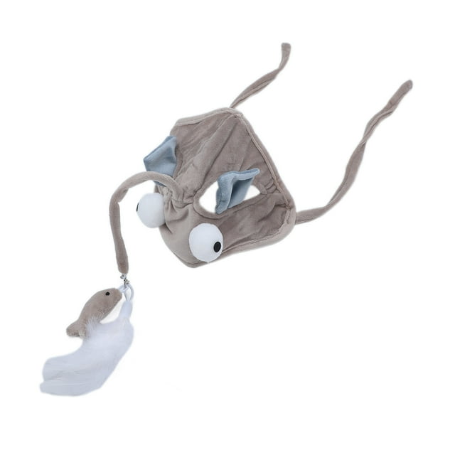 Sombrero De Teaser Para Gatos, Juguete Interactivo Transpirable, Cabeza En Forma De Gris Con Varita De Burla Para Gatos, Y Adorable Para Cuellos De 24 A 30 Cm