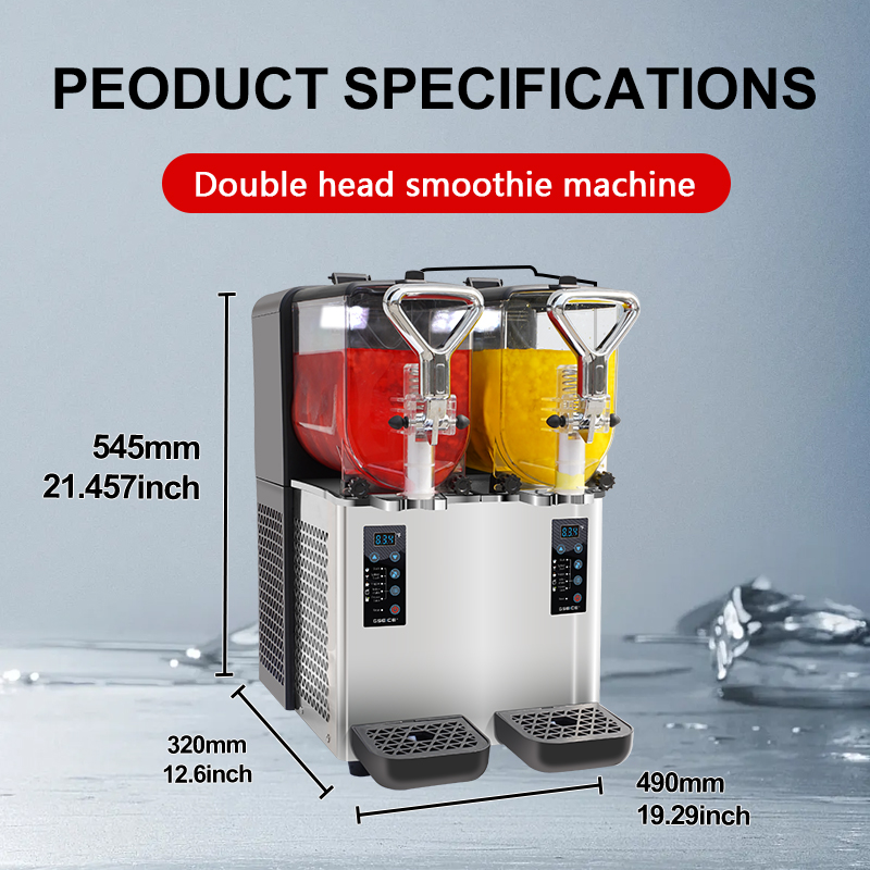 GSEICE 2Tank 1.6 Gal Commercial Slushie Machine for Bar Restaurant, Slushy Machine for Slush Margaritas Daiquiri and Frozen Drinks, 110V Stainless Steel Frozen Drink Maker for Home, Outdoor Parties
