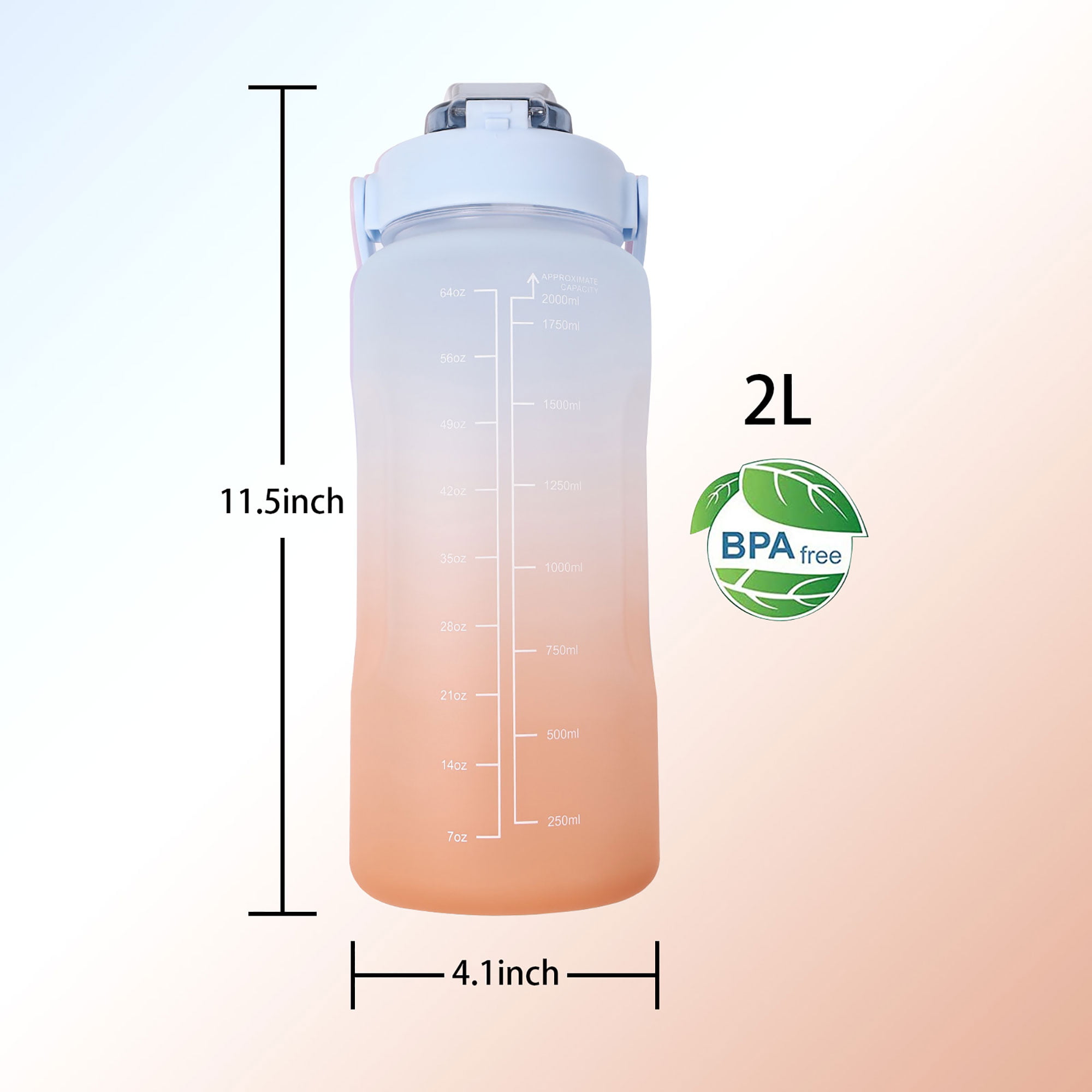 .com : 64oz, 100oz, 128oz Large Motivational Water Bottle