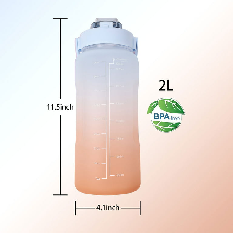 Mecuss Half Gallon Water Bottle with Time Marker: 64 oz 2 Liter Water  bottles with Straw & Measurements, Motivational Water Bottle with Handle, Big  Water Jug for Fitness Outdoor Sports - Yahoo Shopping