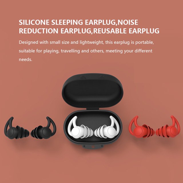 Bouchons d'Oreilles en Silicone Réduction de Bruit Réutilisables; Bouchons d'Oreilles pour Dormir; Bouchons d'Oreilles pour Bureau Maison, Noir, 3 Couches