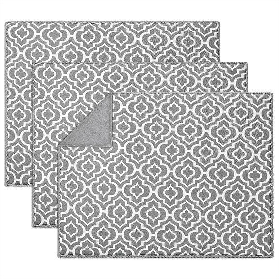 IBEEDOW 3 Pack Dish Drying Mat, Large 15 x 20 inch Absorbent Microfiber Dish Drying Mat for Kitchen Counter, Dish Drying Pad for Countertops,Sinks,Draining Racks