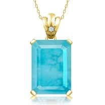 Gem Stone King 11.05 Ct Green Turquoise 18K Yellow Gold Plated Silver Pendant with Chain