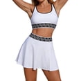 thumbnail image 3 of 2 Piece Tankini Swimsuits Tummy Control Bathing Suit High Waisted Flowy Pleated Sports Skirt Summer Swimwear White L, 3 of 6