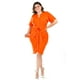 thumbnail image 1 of Vestido drapeado con botones Roman Fashion /Tallas Extras, 1059 (Naranja) naranja 42, 1 of 7