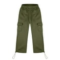 thumbnail image 6 of HAOTAGS Big Boys Casual Sweatpants, Stright Leg Cargo Pants Elastic Waist with Drawstring Sport Jogger for School Army Green 13 Years, 6 of 8