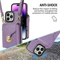 thumbnail image 7 of Dteck for iPhone 16 Pro Crossbody Wallet Case, Card Holder Zipper Phone Case with Shoulder Strap, Durable Leather Purse for Women Compatible with iPhone 16 Pro 6.3 Inch 2024,Purple, 7 of 7