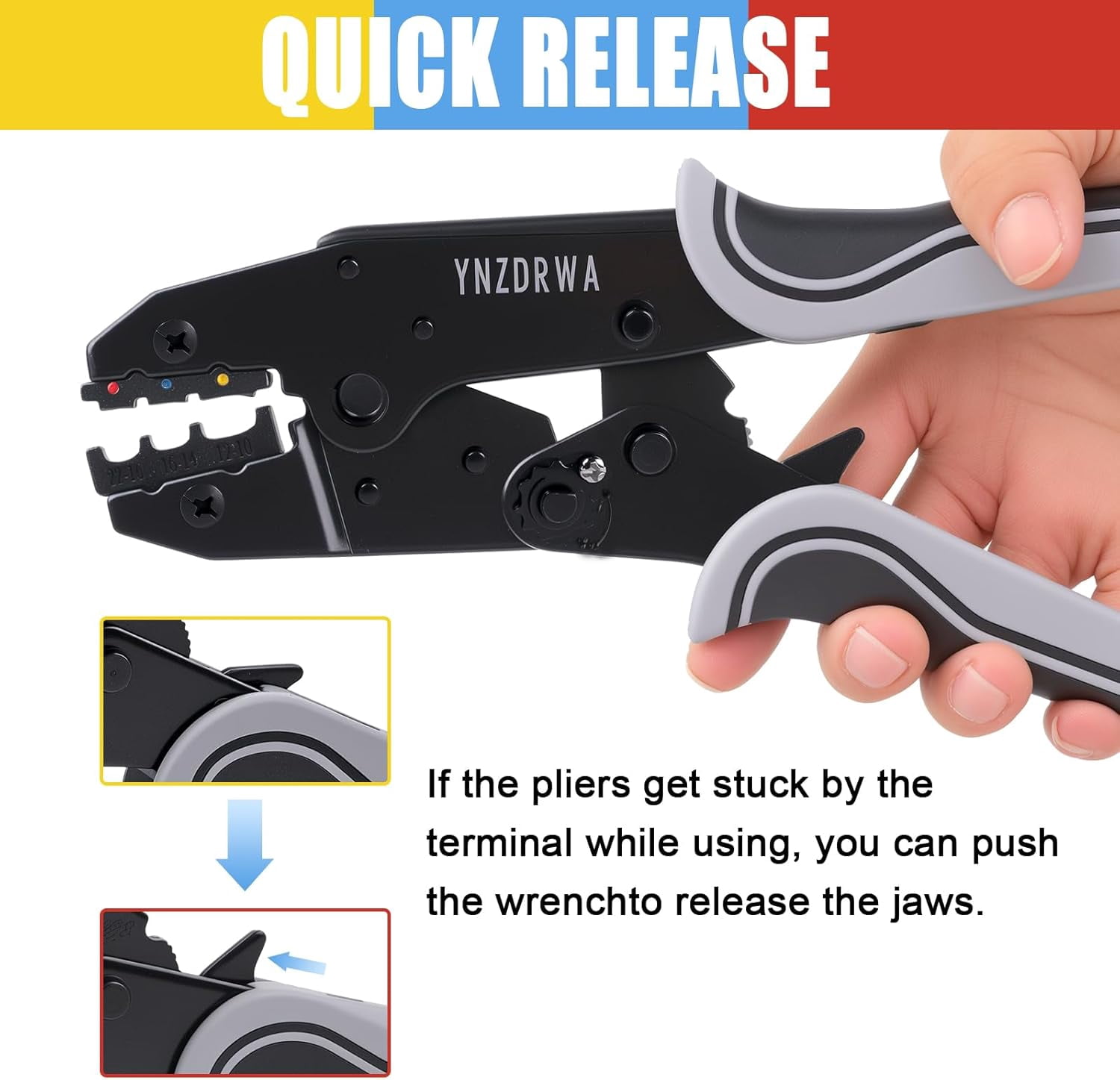 Crimping Tool for Heat Shrink Connectors, Upgraded Wire Crimper Tool, Ratcheting Wire Terminal Crimper - Crimping Pliers - Ratchet Terminal Crimper for 10 to 22 AWG Wire