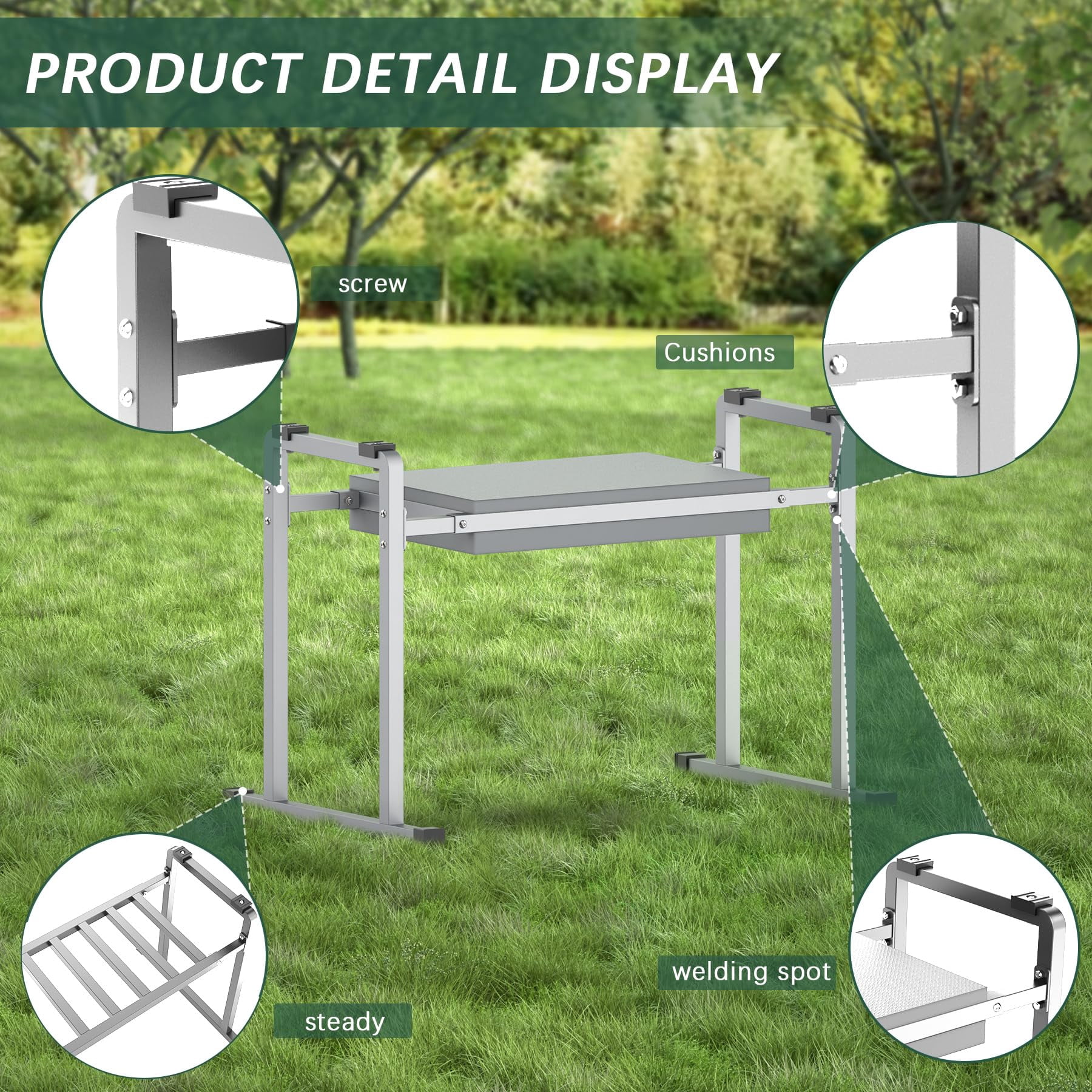 Garden Kneelers Seat, Stable and Save Anti-Tipping Design  Wider Garden Kneeler and Seat with Handle, Heavy Duty Gardening Stool for Seniors, Gardening Weeding Bench for Gardeners Parents - Green