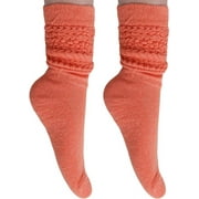 AWS/American Made 2 Pairs Extra Long Cotton Slouch Socks Shoe Size 5 to 10 (Peach)