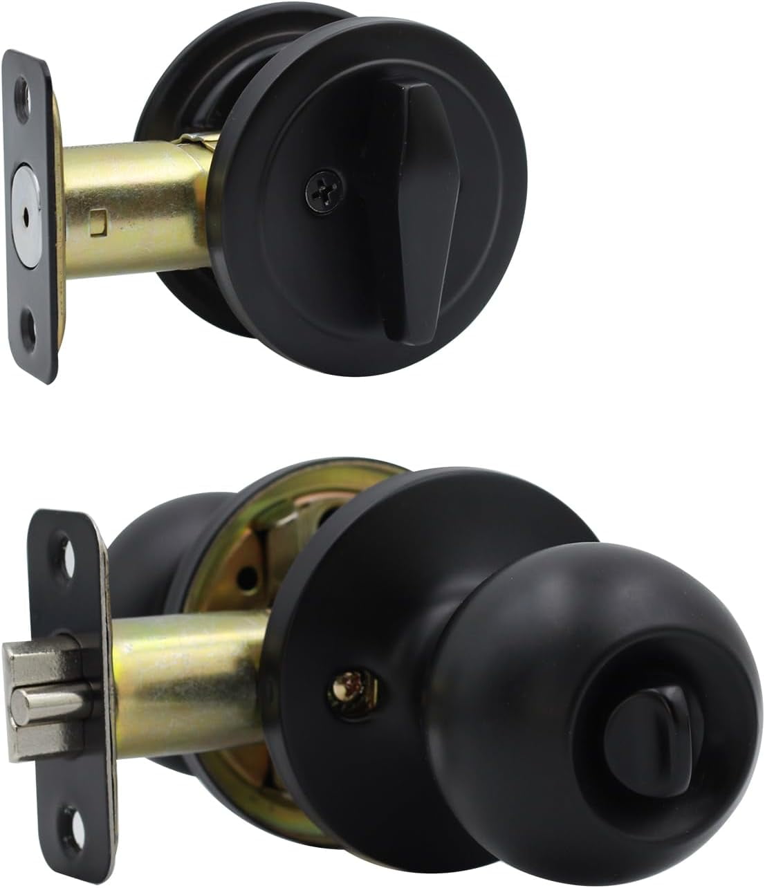 Entry Door Knob and Single Cylinder Deadbolt Combo, Keyed Alike Combination Sets Door Locksets, Matte Black Front Door Knobs and Deadbolt Set (3 Pack)
