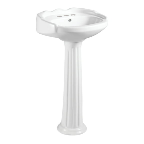 Kingston Brass VPB2034 Stuart 20" Ceramic Pedestal Sink (4-Inch, 3 Hole), Glossy White