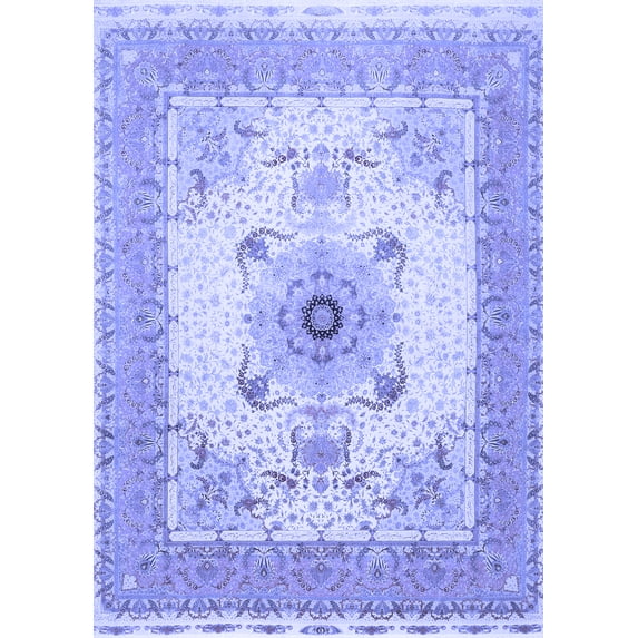 Ahgly Company Machine Washable Indoor Rectangle Medallion Blue Traditional Area Rugs, 2' x 3'