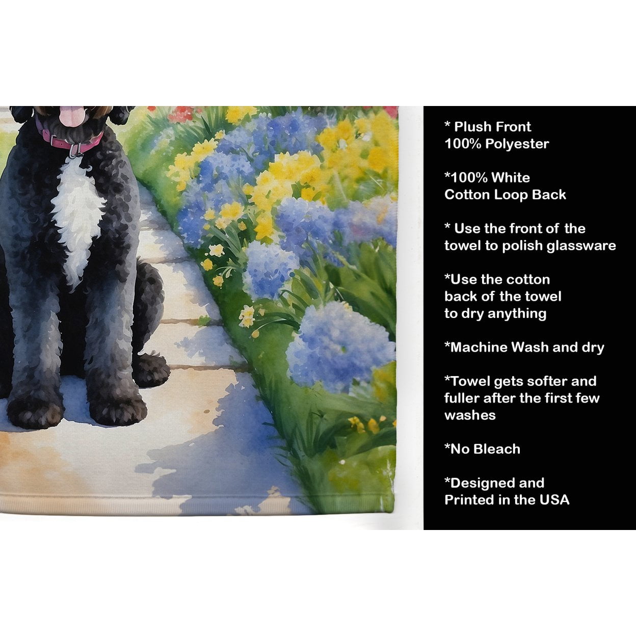 Portuguese Water Dog Spring Path Kitchen Towel