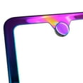 thumbnail image 3 of KA Depot Silicone Back Guard Two Holes Slim License Plate Holder Neon Neo Chrome Mirror License Plate Frame T304 Stainless Steel + Metal Screw Caps, 3 of 9