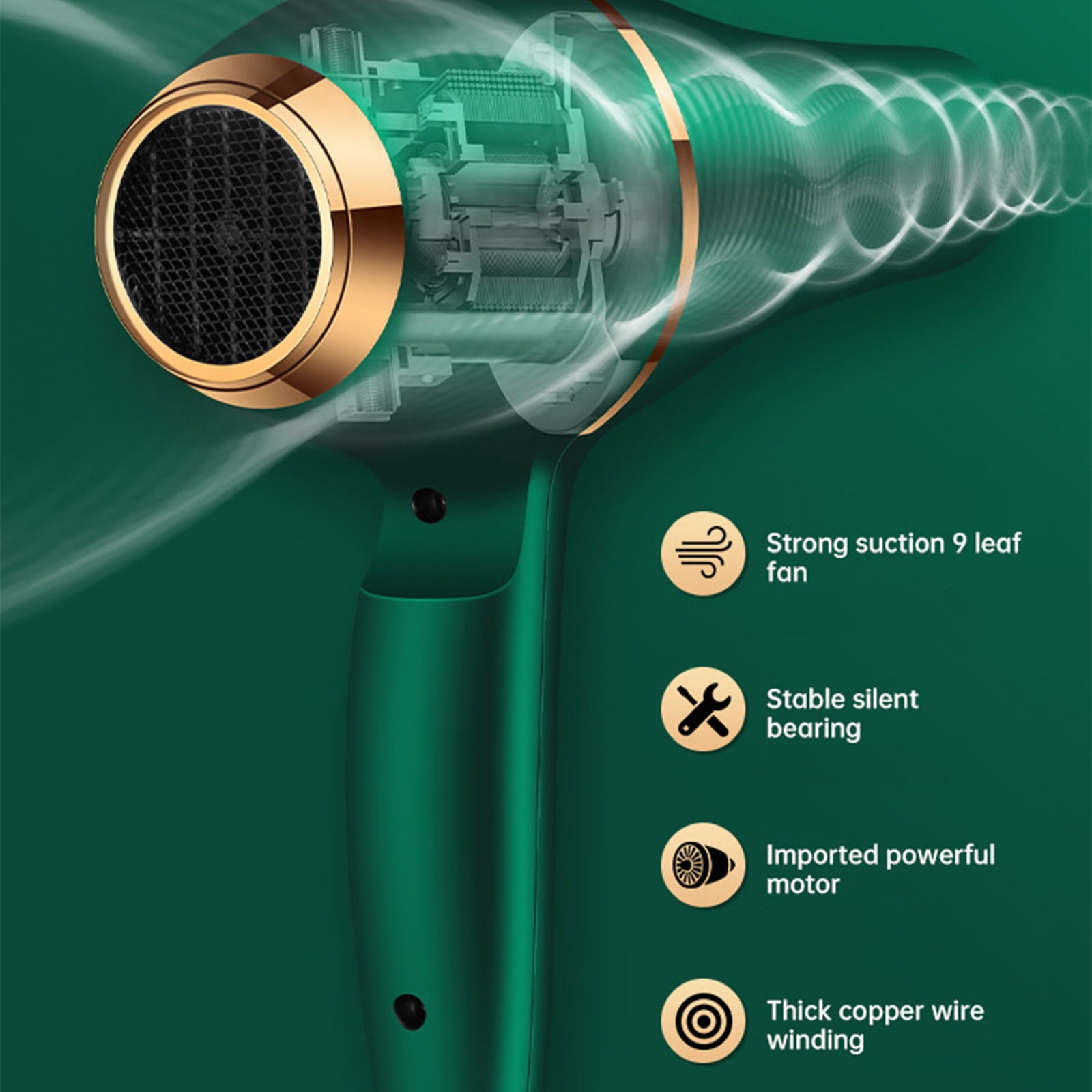 Portable High-Power Hair Dryer with Diffuser & Comb – Low Radiation, Fast Drying, 3-Speed Heat Control, Overheat Protection, Ideal for Travel, Curly or Straight Styling