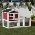 thumbnail image 2 of Small Animal Cage 2-Tier - Weatherproof Wooden Hutch with Leak-Proof Tray & Metal Ramp for Rabbits/Guinea Pigs/Chickens, Indoor/Outdoor Use, Rufous White, 2 of 6