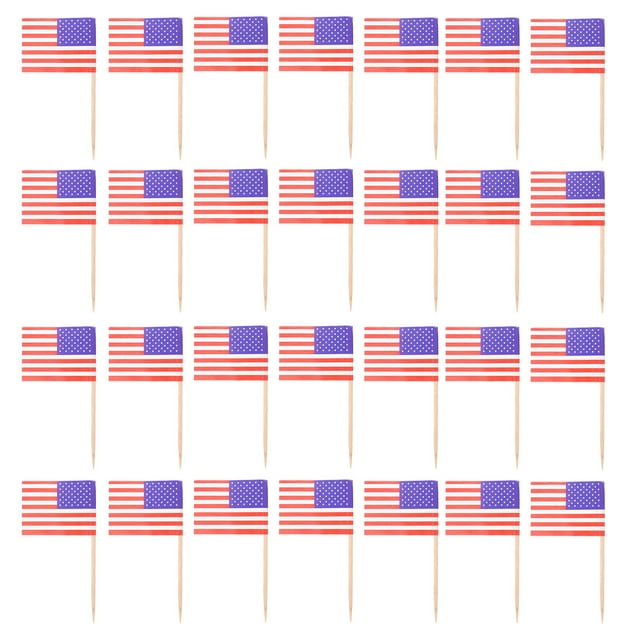 BRIGHTFUFU 200pcs Flag Band Flag Cupcake Topper US Flag Baith Bake Fruits Decoraciones de plantas en macetas