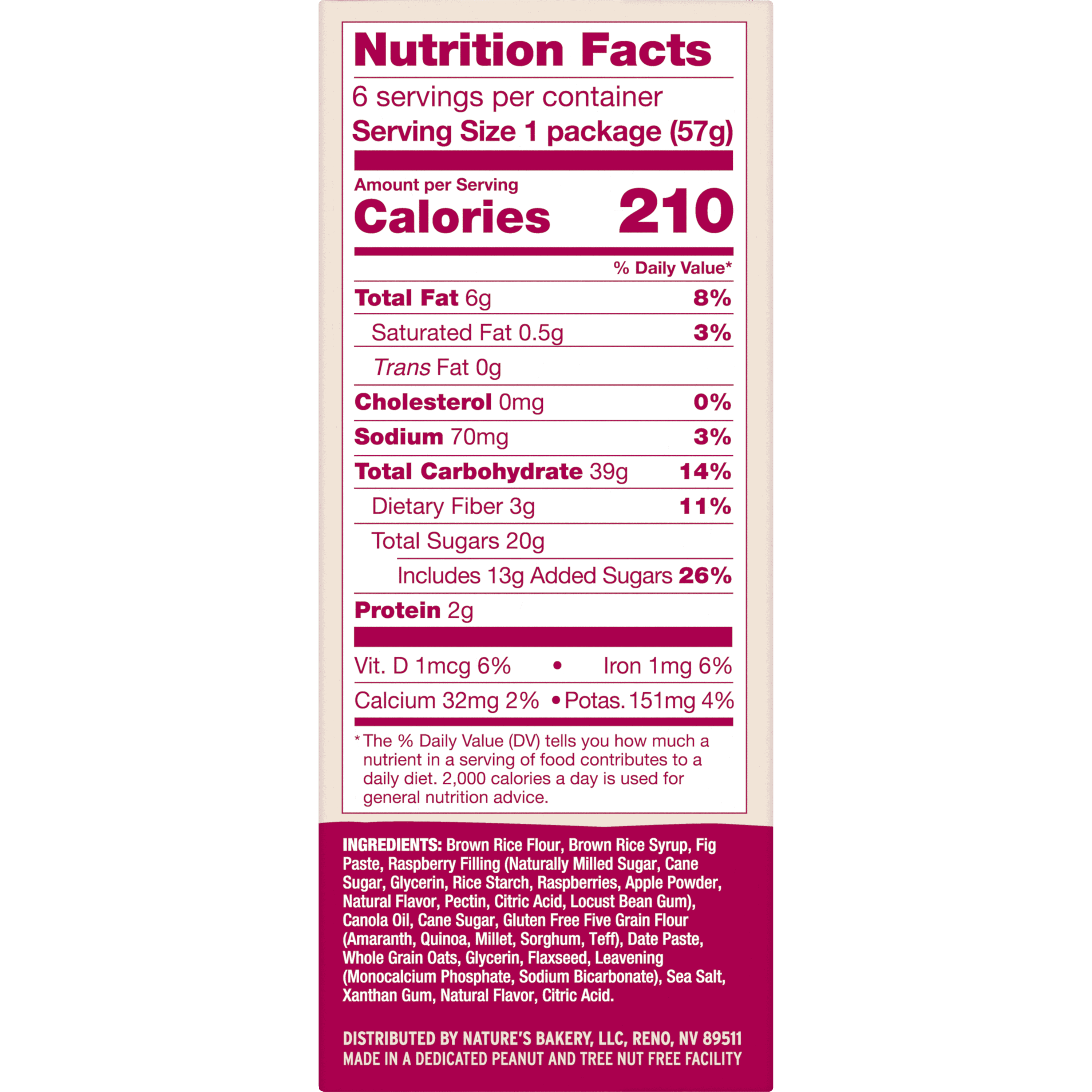 Nature's Bakery Gluten Free Raspberry, 2 oz Snack Bars (36 Ct), Vegan, Non-GMO, Plant-Based