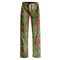 thumbnail image 4 of Adult Fashion Loose Christmas Print Casual Pants with Drawstring Elastic Waist, Comfortable Sleepwear and Loungewear Trousers for Home Use,Army Green,M, 4 of 7