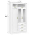 thumbnail image 6 of PAPROOS Wooden Armoire Wardrobe Closet with 3 Drawers, Clothing Storage Cabinet with Shelves, Wardrobe with LED, Sturdy Freestanding Modern Bedroom Clothing Armoires, White, 6 of 10