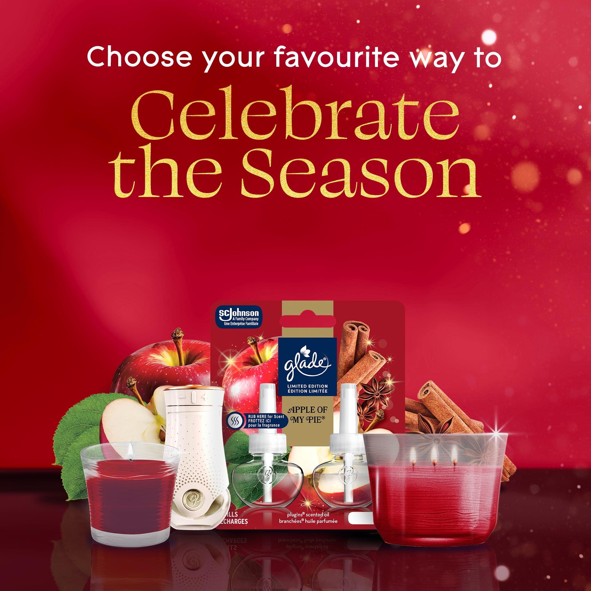 Glade Plugins® Air Freshener Oil Refill, Apple of my Pie™, Stocking Stuffer, 2 Refills