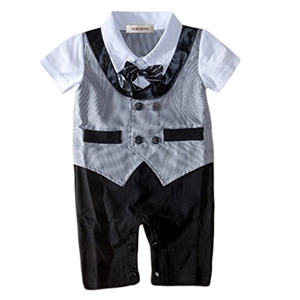 StylesILove Baby Boy Glossy Lapel Double Breasted Tuxedo Onesie (612 Months, Grey) Walmart