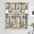 thumbnail image 2 of Pioneer Kitchen Curtains and Valance Set 36 Inch Tier Rose Floral Print 3 Pieces Set Dining Room Small Curtain Drapes Cafe Curtains Valance for Home Decor Rod Pocket, 2 of 6