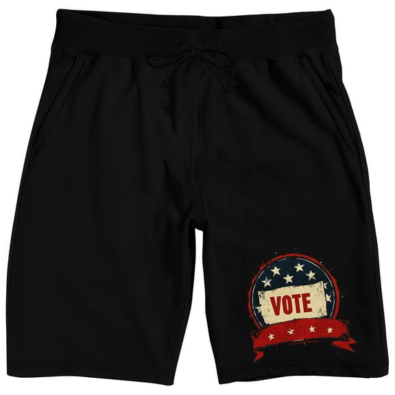 "Vote" Election Season Men's Black Sleep Pajama Shorts-Medium