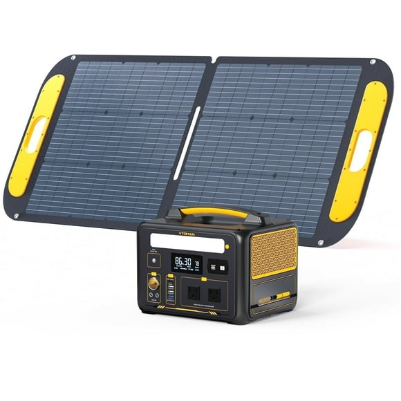 VTOMAN 600W/299Wh Portable Power Station with 110W Solar Panel,1200W AC Outlet Solar Generator for Home&RV Camping,PD 60W USB-C,3*Regulated 12V/10A DC