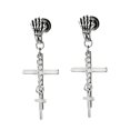 thumbnail image 2 of 361L de material acero inoxidable Cruz Colgante Drop Dandle Clip sin perforaciones en los pendientes de Halloween Joyería vintage Tornillo Vol Plata Fernando Pendiente pendiente, 2 of 5
