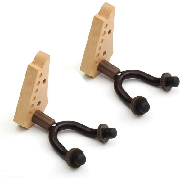 2Pack Wood Guitar Hanger Wall Mount, Guitar Hooks for Wall, Guitar Stand for 2 Guitars, Guitar Wall Hangers for Bass Guitar Stand Ukulele Acoustic and