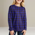 thumbnail image 2 of idosla Long Sleeve Shirts for Girls Striped Color Block Blouses Crewneck Loose Tuinc Tops Comfy Spring Basic Pullover Tee (Blue, 7-8 Years), 2 of 8