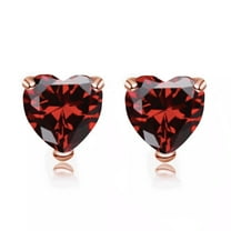 Paris Jewelry 4 Carat Heart Created Garnet Stud Earrings, 24k Rose Gold Jewelry Gift for Women Unisex plated
