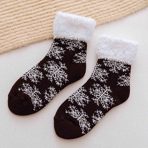 Calcetines Navideños de Tubo Medio, Calcetines de Forro Polar Grueso, Calcetines Casuales de Forro Polar de Color Sólido, Calcetines para El Hogar