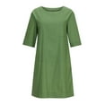thumbnail image 4 of JUNWELL Caftan Ample Robe Longue pour Femmes Grande Taille Robe en Lin Été Décontractée Sans Manches Col Ras du Cou Poches Robe Maxi, 4 of 6
