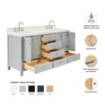 thumbnail image 3 of ARIEL 67" Grey Double Bathroom Vanity with 1.5" Edge Pure White Quartz Countertop & Backsplash, 2 Rectangular Sinks, 4 Soft Closing Doors, 6 Full Extension Dovetail Drawers, Brushed Nickel, 3 of 10