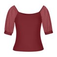 thumbnail image 3 of Timegard Going out Tops for Women Scoop Neck Mesh Puff 1/2 Sleeve Ribbed Tee Comfy Tops Summer Fashion, 3 of 7