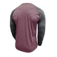 thumbnail image 2 of ZCFZJW Raglan Long Sleeve Polo Shirts for Men Lightweight Casual Patchwork Button Crewneck Pullover Sweatshirts Slim Fit Basic Workout Tees Shirt Dark Red L, 2 of 6