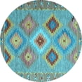 thumbnail image 1 of Ahgly Company Indoor Round Southwestern Light Blue Country Area Rugs, 6' Round, 1 of 4