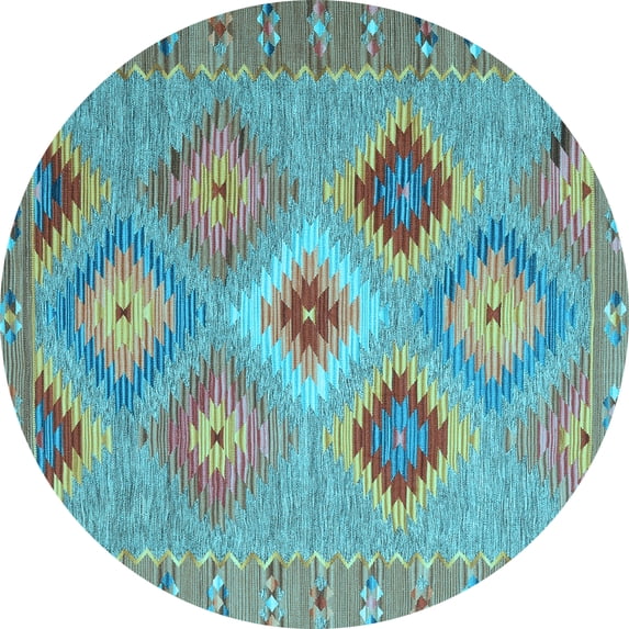 Ahgly Company Indoor Round Southwestern Light Blue Country Area Rugs, 6' Round
