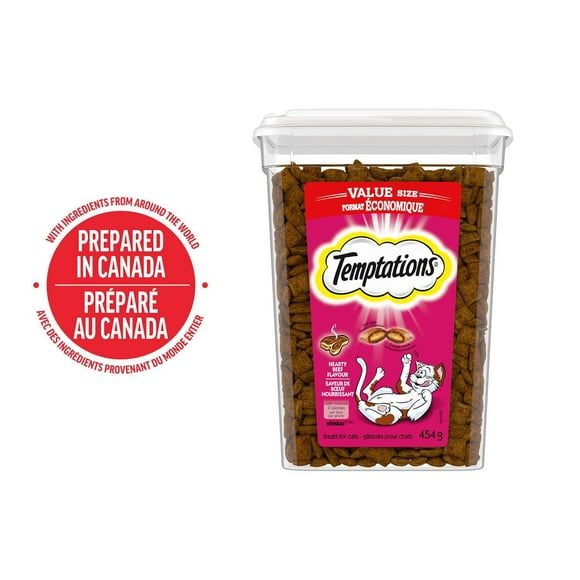 Gâteries pour chats Temptations saveur de bœuf nourrissant, tendres à l'intérieur, croquantes à l'extérieur 454 g