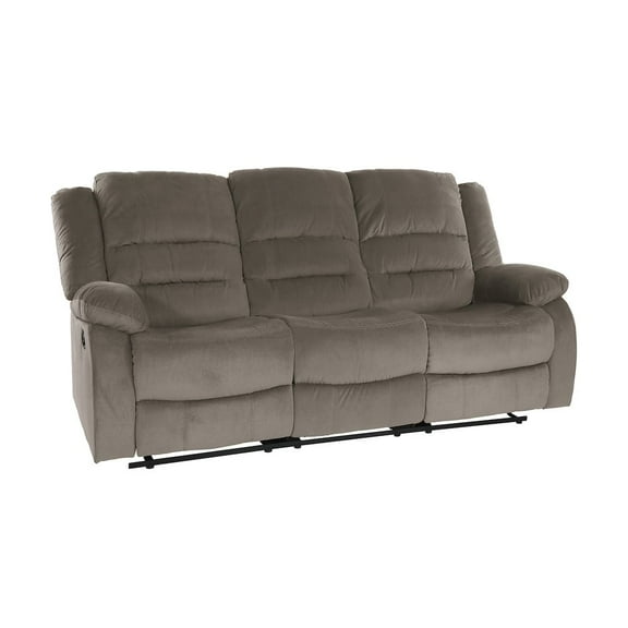 Lexicon Jarita Microfiber Fabric Double Reclining Sofa in Chocolate