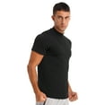 thumbnail image 4 of YIZYIF Mens Mock Neck Short Sleeve T-shirt Casual Solid Color Slim Fit Base Layer Undershirt Tops Black L, 4 of 7
